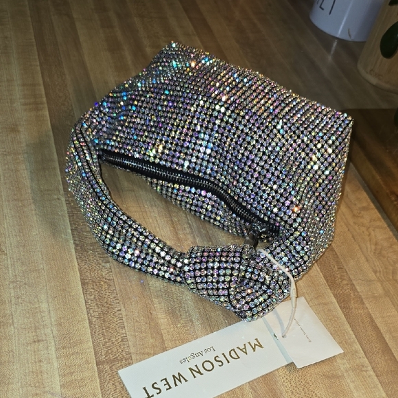 Madison West Sparkling Chainmail Rhinestone Evening Handbag NWT